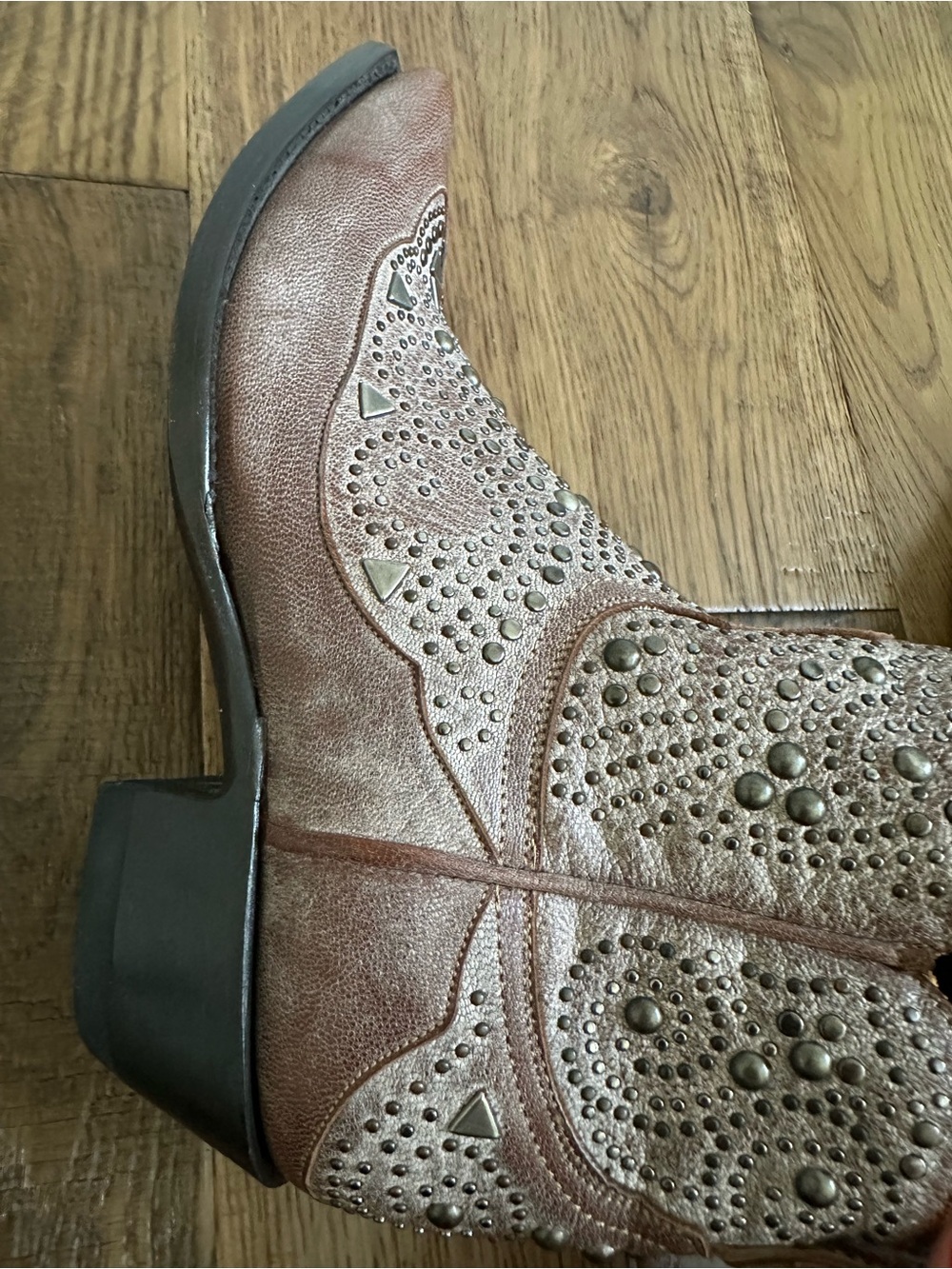 Old Gringo Ariel Dion Studded Western Ankle Boots Brown Leather Size 7 - Picture 13 of 14